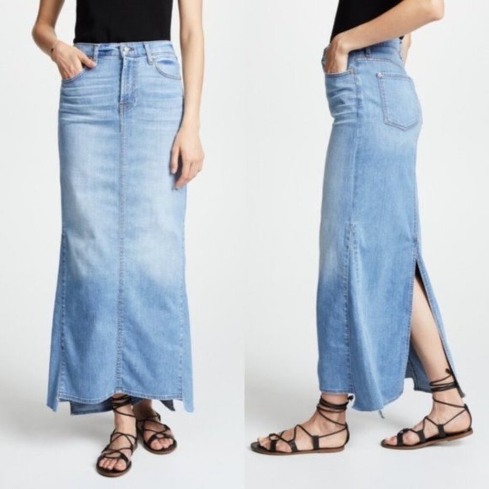 7 For All Mankind Light Blue Denim Skirt